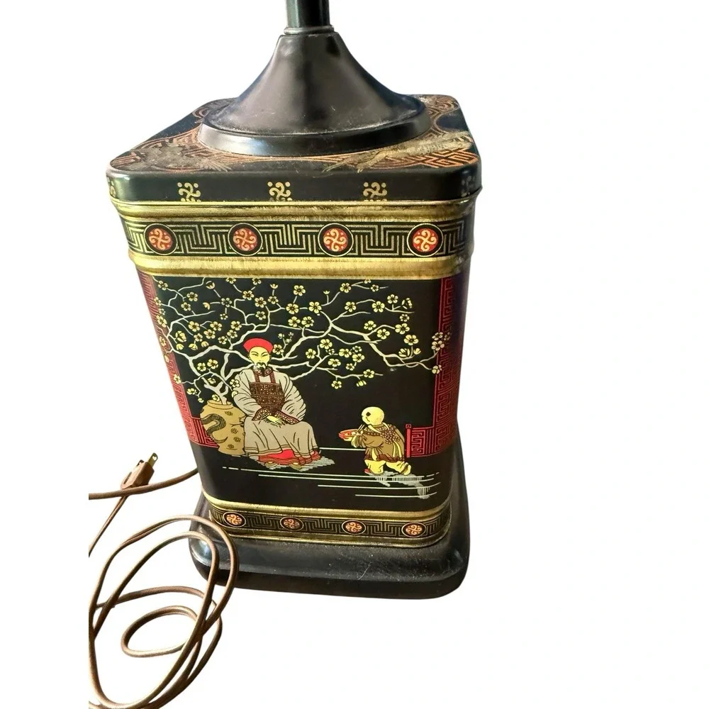 Vintage Frederick Cooper Chinoiserie Asian Tea Tin Canister Table‎ Lamp MCM